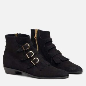 Modern Vice Jett Classic Black Suede Gold Booties